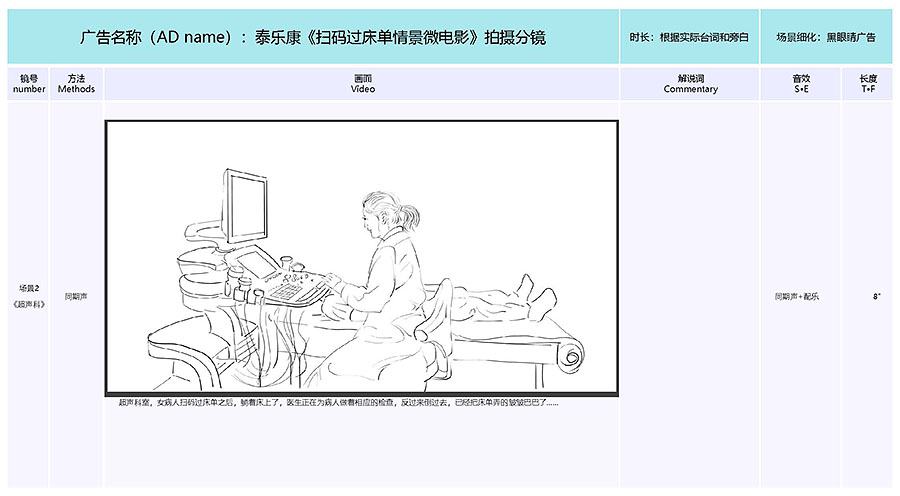 泰樂康《掃碼過床單》微電影分鏡腳本