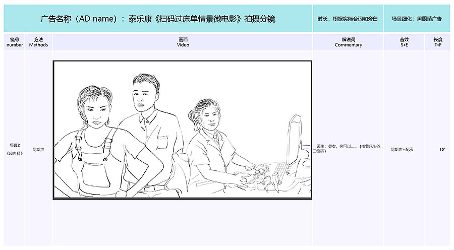 泰樂康《掃碼過床單》微電影分鏡腳本